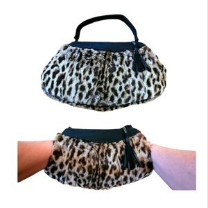 1940's Genuine‎ Leopard and Suede Muff Handbag
